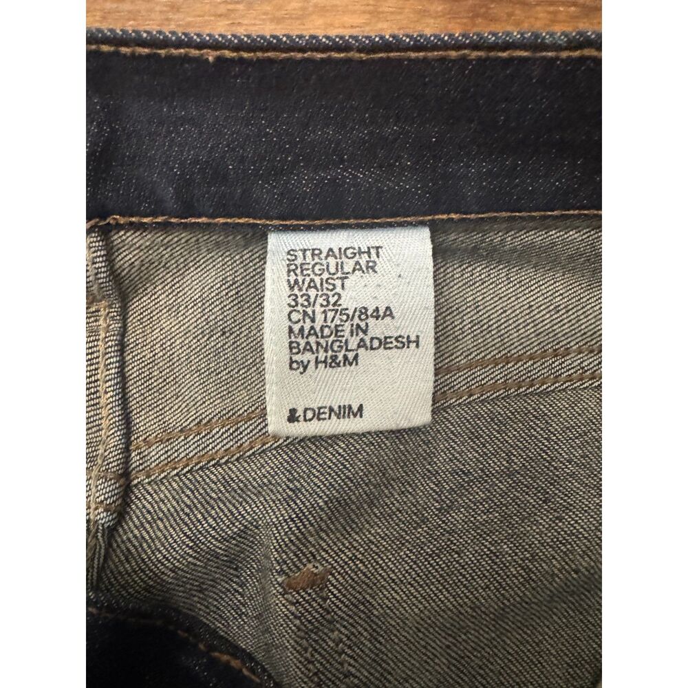 H&M Straight Regular Waist Dark Wash Jeans Men’s 33x32 - Picture 2 of 4